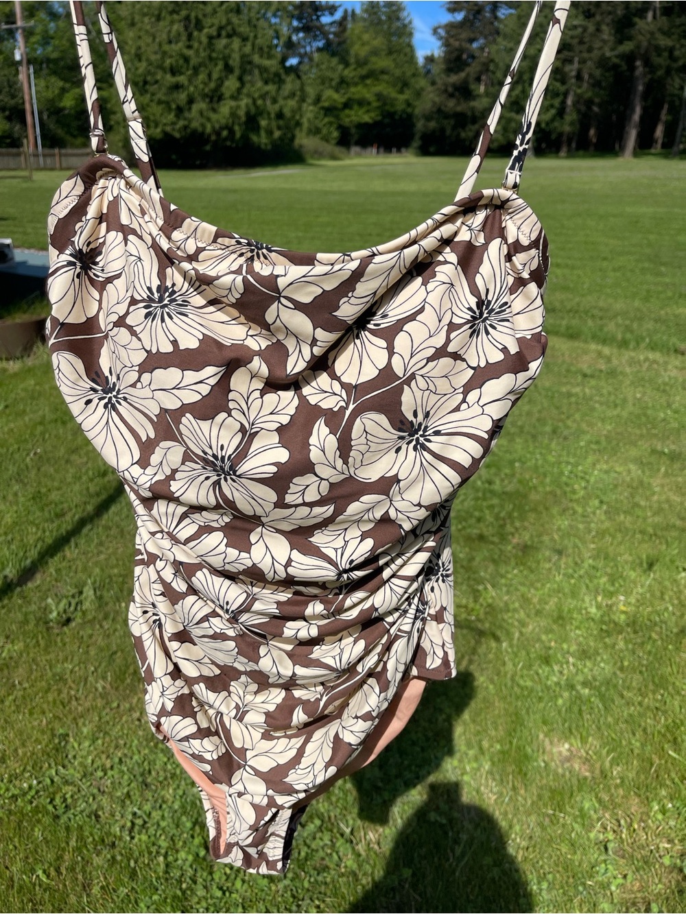 J. Crew Brown & Cream floralOne-Piece Swimsuit